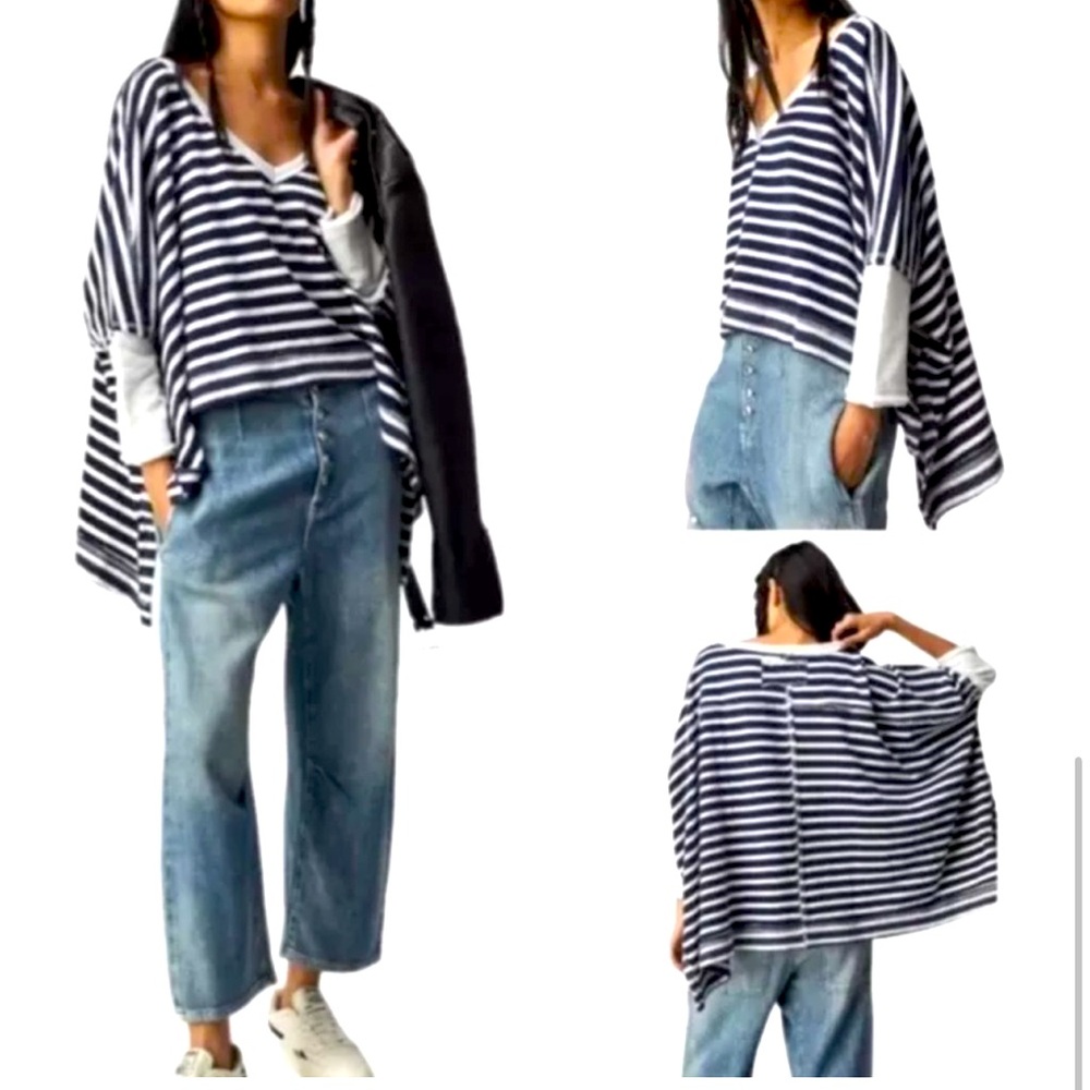 We the Free Free People striped Main Squeeze oversized tee women’s small